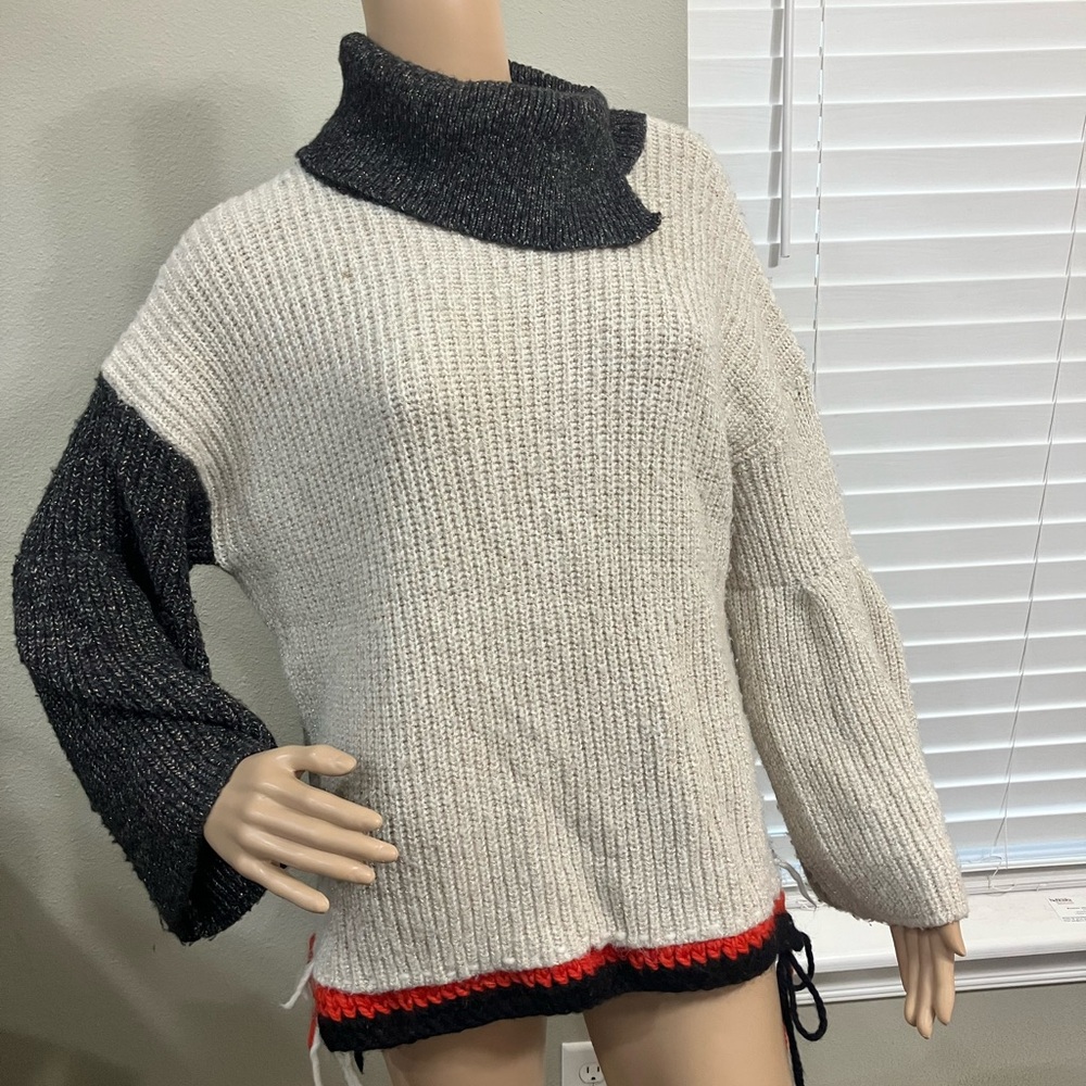 Brand is Of Handmade EUC Colorblock Turtleneck Great Cozy Sweater Made in Italy